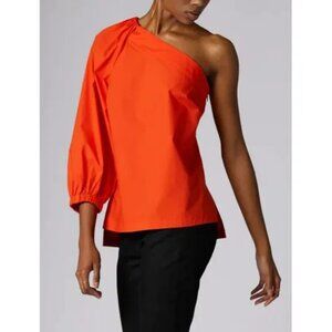 Equipment Femme Skylar Red One Shoulder Cotton Top